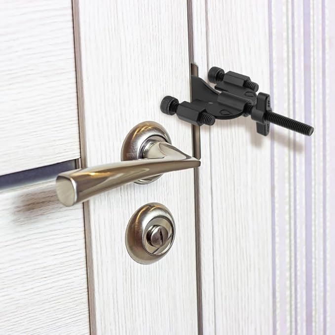 Portable Door Lock, Adjustable, Black, 3.82inch, Travel Lockdown Locks for Additional Safety and Privacy Protection