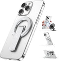 Magtame Double-Sided Magnetic Phone Stand Grip, Strong Magnetic Kickstand Desk Holder for Mag&Safe and Smartphone, Foldable Adjustable Design, Silver