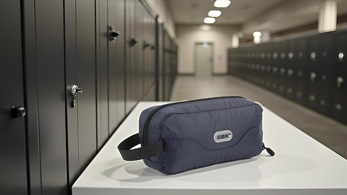 GOX Travel Small Toiletry Bag for Men Nylon Dopp Kit Medicine Bag Travel Organizer Pouch Shave Kits for Teens Toiletry Essentials Bathroom Compact (Navy, 7.9 * 3.7 * 2 Inches)