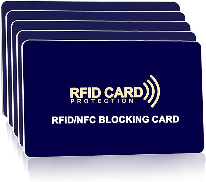 5-Pack RFID Blocking Cards | Contactless NFC/RFID Credit Card & Passport Protector | Anti-Skimming Shield for Wallets | 1 Card Shields Entire Wallet | Ultra-Slim Design for Men & Women