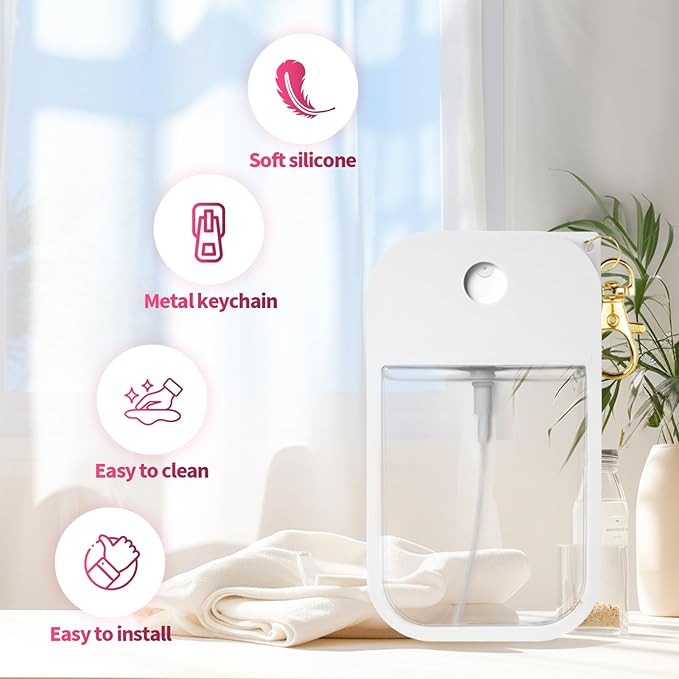 YMPEKA 2Pcs Silicone Case Compatible with Touchland Hand Sanitizer Spray, Protective Case with Keychain，Power Mist and Glow Mist 1 fl oz, Hand Sanitizer Spray Accessory (White+Black)
