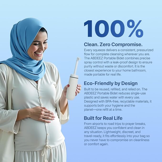 Portable Bidet for Travel & Toilet Hygiene | Handheld Peri Bottle for Women & Men | (12.84oz/380ml) Leakproof Collapsible & Expandable Travel Bidet | Ideal for Postpartum & Personal Hygiene (Black)