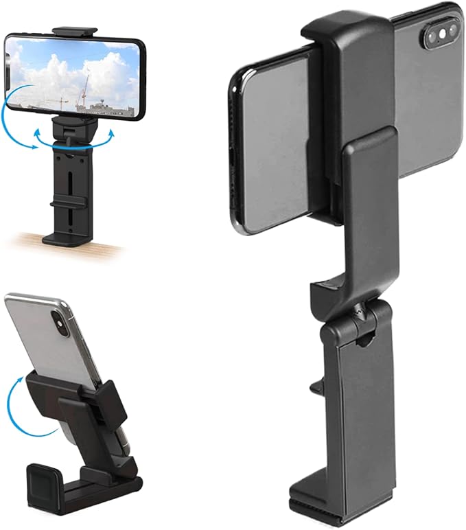 Airplane Phone Holder, 360° Rotating Adjustable Phone Stand, Standing/Clip-on Plane Phone Holder 4.7"" to 6.9"" Cell Phones, Universal Travel Essentials, Adjustable Phone Stand, Black