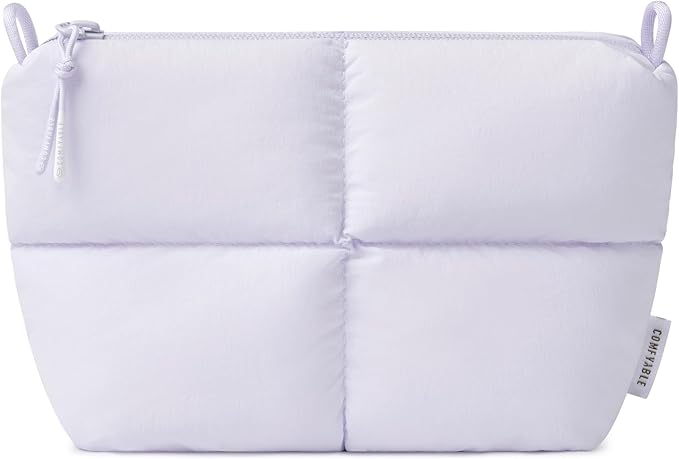 Comfyable Puffy Electronics Organizer Travel Case, Cute Tech Pouch for Women Men, Cable Storage Bag for Charger, Phone, Power Bank, Cord, Compact Tech Accessories Pouch, Lavender