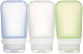 humangear GoToob+ Bottles - Silicone Leak-Proof Travel Tubes for Toiletries, Camping & TSA Carry-On (3-Pack), Medium (2.5 fl oz; 74ml), Clear/Green/Blue