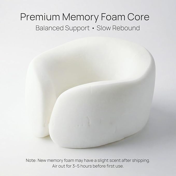 Memory Foam Travel Neck Pillow for Airplane, 360° Head Support Travel Essentials for Long Flights, Breathable Cover and Compact Storage Case, Portable Gift for Men and Women