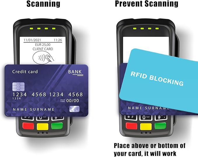 RFID Blocking Card - 3 Pack, Contactless NFC Credit Card ID Protection Safe Bank Card Passport Entire Wallet Purse Shield Protector Blocker Guard (Pack of 3, Teal)