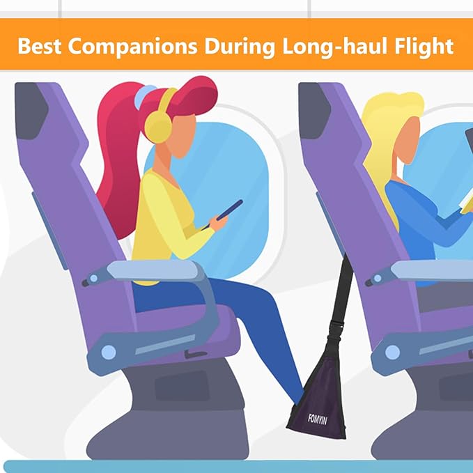 Airplane Footrest with No Feet Clashing Support Design, Portable Travel Foot Hammock to Relax Your Foot, Memory Foam Plane Foot Rest to Relieve Feet Soreness - Long Flights Essentials
