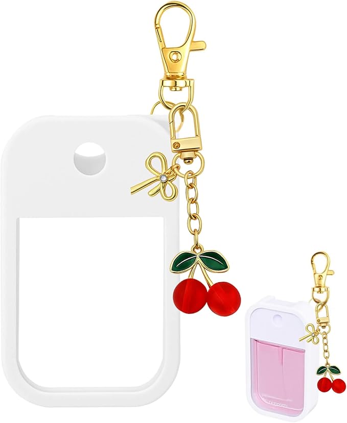 SAANG & JAT Hand Sanitizer Spray Case Compatible with Touchland, Silicone Holder Cherry Keychain for Touch Land Mist Case