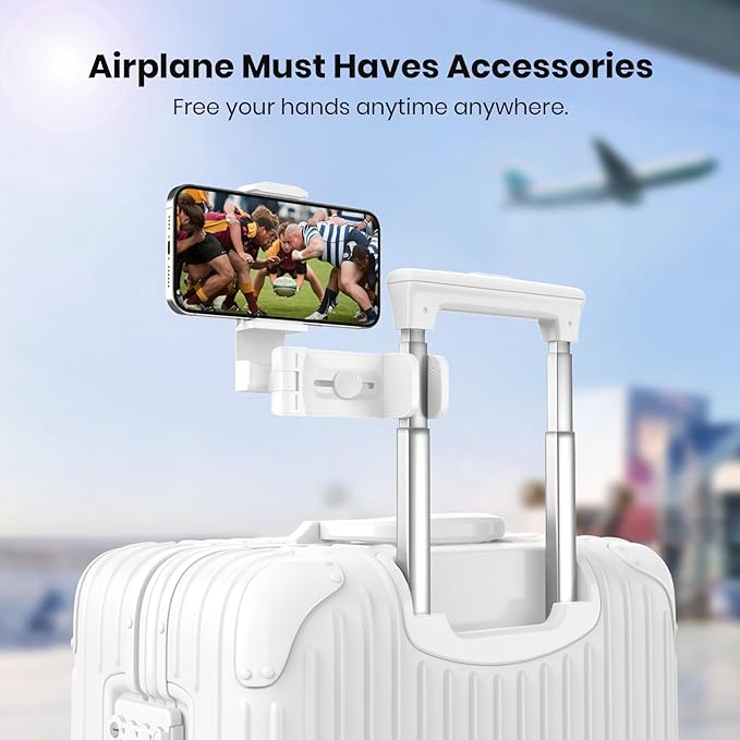 Klearlook Universal Flight Phone Holder, White, Foldable, 360 Rotation, Compatible with 4.7-6.9 Inch Phones