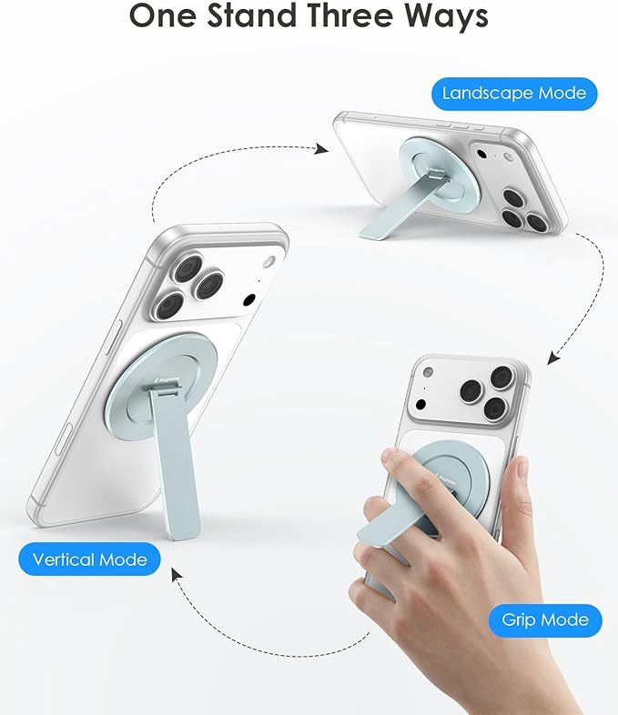 Magtame Magnetic Phone Stand for Magsafe, Ultra-Slim Snap-on Phone Holder Kickstand,180° Adjustable Angle Damping Design Cellphone Grip, Blue