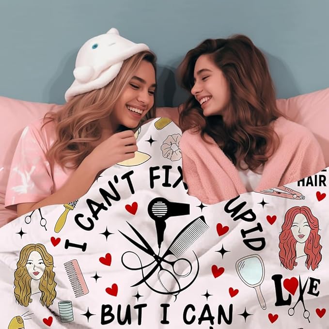 Barber Blanket Hair Stylist Gifts for Women Girls,Barbershop Accessories Stuff Decor Barber Supplies Throw Blankets,Hairdresser Gifts for Female Adults Her 50"x40"