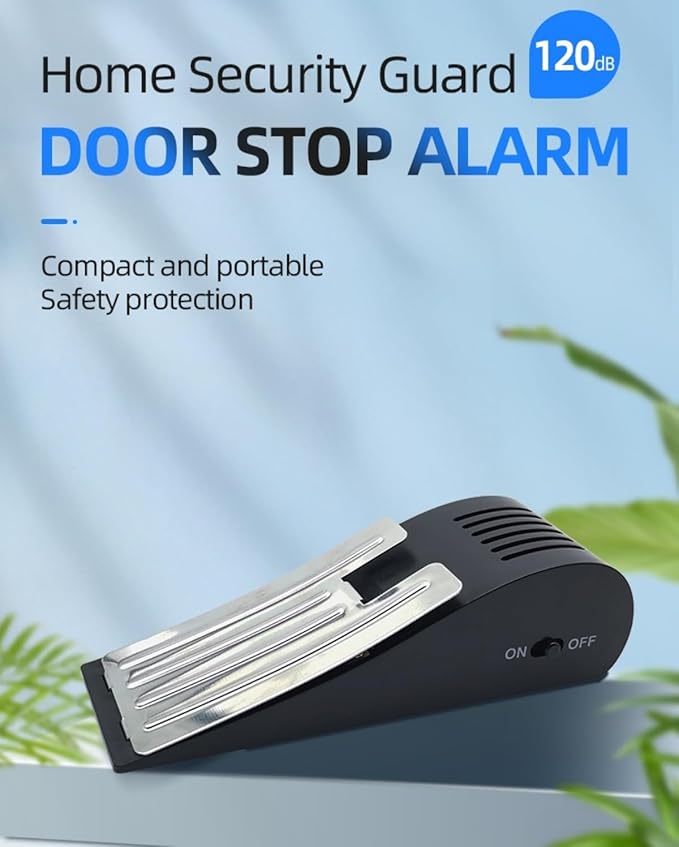 Portable Door Stopper Security Alarm with 120 dB Siren, Door Stopper for Travel/Home/Apartment/Hotel