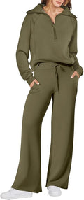 ANRABESS Women 2 Piece Outfits 2025 Fall Fashion Airport Wide Leg Pants Lounge Set Leisure Travel Vacation Clothes Sweatsuits