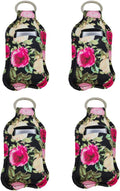 4 Piece Hand Sanitizer Bottle Holder Keyring-Ranxizy Neoprene Keychain for 30ML Gym Shampoo Lotion Soap Perfume and Liquids Travel Containers,Floral Flower