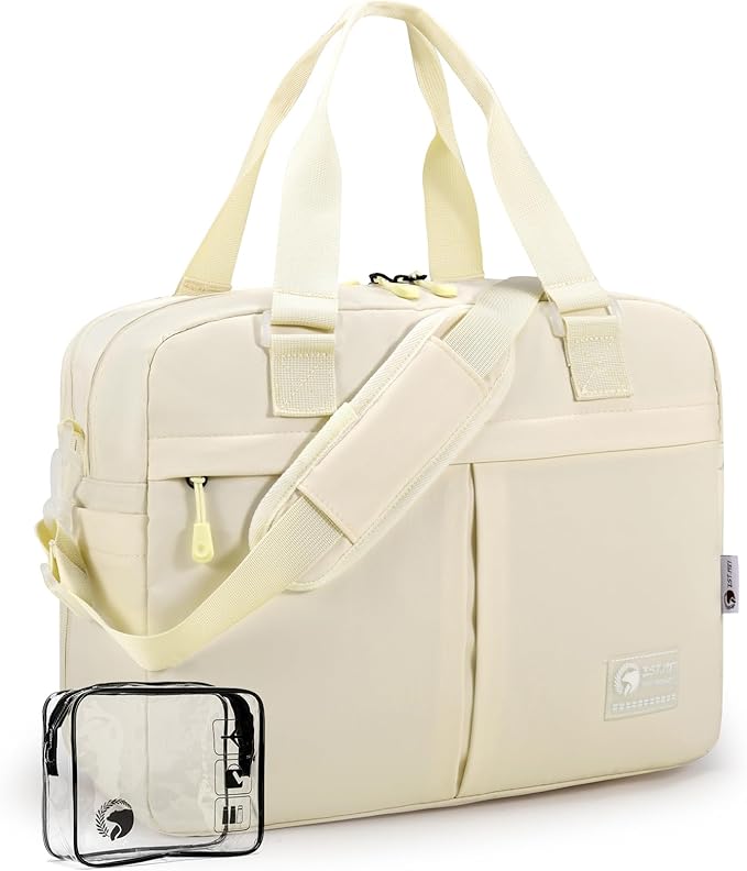 40x30x15cm Personal Item Travel Bag 16x12x6 Under-seat Carry on Bags for Airplanes 20L Expandable 30L Lightweight Duffle Bag Weekender Bags with Wet Pocket for Gym Overnight Hospital Beige