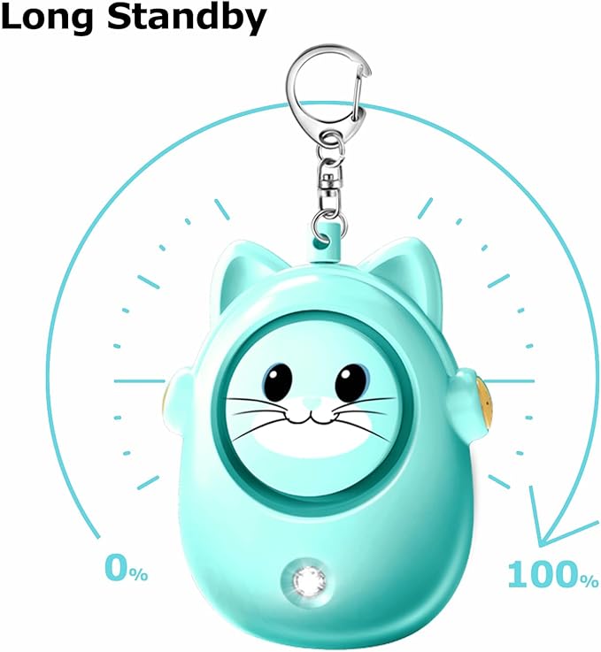 Personal Safety Alarm Keychain, 130dB Loud Siren, LED Light, Cute Cat Design Security Device for Women, Children, Elderly