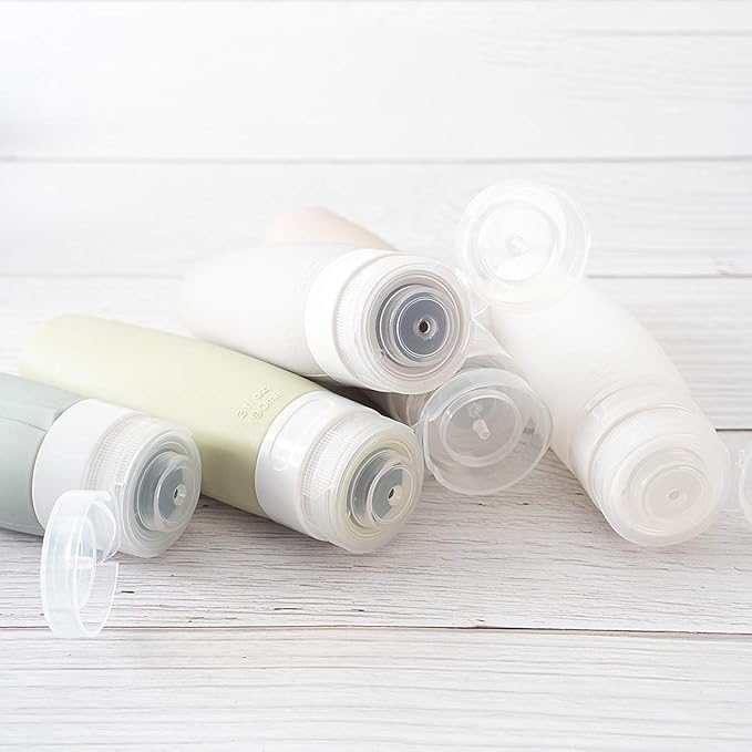 TSA Certified Portable Silicone Travel Bottle Set, Leak Proof Squeezable Silicon Tubes Travel Size Toiletries Containers, Refillable Travel Accessories for Shampoo Liquids 5 Pack (3 fl. oz)