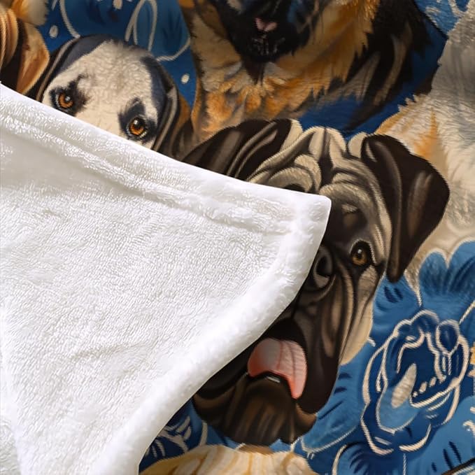 Dog Kids Throw Blanket, Cute Cartoon Dogs Fleece Blanket for Couch Bed Sofa, Pet Puppy Animal Blankets and Throws, Lovely Super Soft Cozy Plush Flannel Blanket 50x70, Decor & Gift