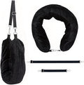 Stuffable Travel Neck Pillow, Soft Velvet Fillable Airplane Pillow for Clothes, Adjustable Neck Fit, Carry-On Packing Luggage Saver