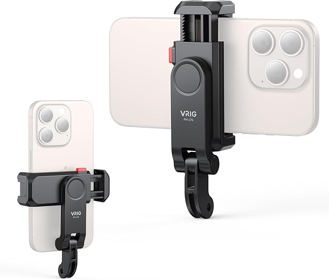 VRIG Phone Holder/Hot Shoe Mount Adapter Kit Compatible with Action Camera GoPro Hero 11 10 9 8 7 6 5, DJI OSMO Action/Action 2, iPhone13 Pro Max, Samsung, Attaching on DSLR Camera or Ring Light