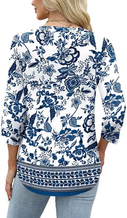 OFEEFAN Womens Tops 3/4 Sleeve Henley Shirts for Women Summer Outfits Fashion Clothing