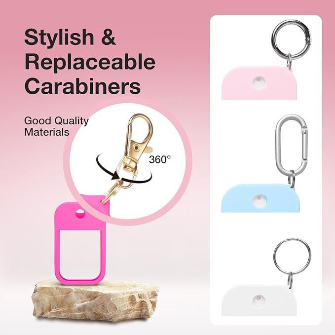 4 PCS Soft Silicone Case for Touchland Power Mist (1FL. OZ./30 mL), Protective and Stylish Case with Keychain Compatible with Touchland Hand Sanitizer Spray (Pink/Hot Pink/Blue/White)