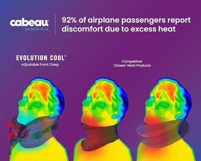 Cabeau Evolution Cool Long Haul Flight Cooling Travel Neck Pillow with Supportive Memory Foam, Airflow Vents, Compact Carrying Case, Purple