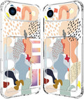 Compatible with iPhone 17 Air Case Card Holder for Women Cute Design,Wallet Phone Cases Transparent Cool Kawaii Protective (Clear Abstract Art)