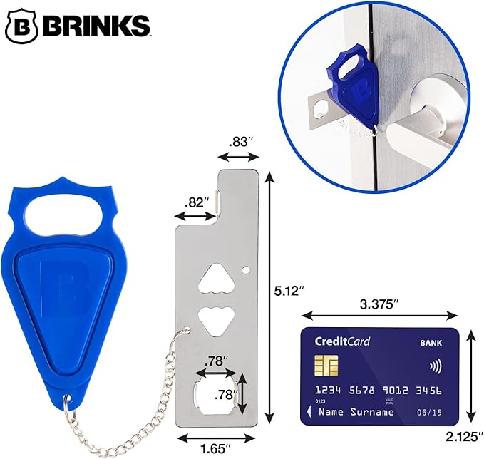 BRINKS – Portable Security Door Locks for Home, Dorm Room, Apartment, Hotel Safety, Short-Term Rentals, Security Door Latch - Privacy Latch, Easy Install (1 Pack)