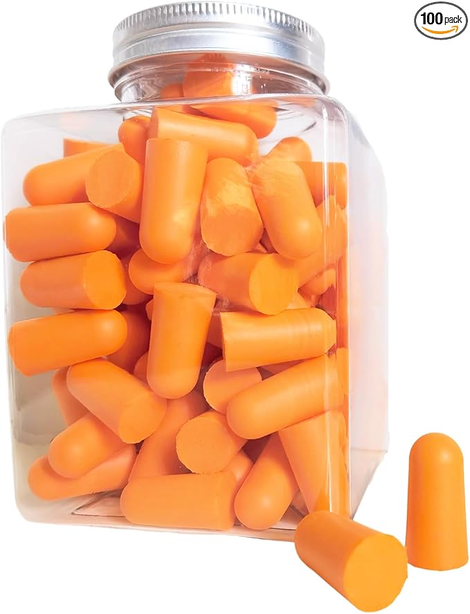 Fan Wu Soft Foam Earplugs 50 Pairs – 32dB Noise Reduction for Sleeping, Travel & Work | Slow Rebound Comfort Fit | Latex-Free Hearing Protection | Orange | Standard Size