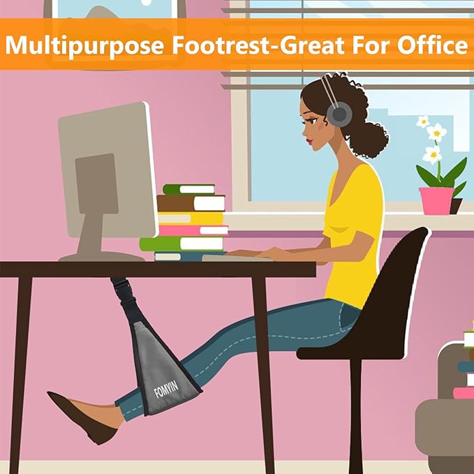 Airplane Footrest with No Feet Clashing Support Design, Portable Travel Foot Hammock to Relax Your Foot, Memory Foam Plane Foot Rest to Relieve Feet Soreness - Long Flights Essentials