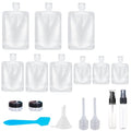 SEQUHITKU 17 Pack Travel Pouches for Toiletries,TSA Approved,Portable Containers,Stand Up Pouch,Refillable Travel Accessories for Shampoo Conditioner Lotion Soap Liquids (A-17pcs)