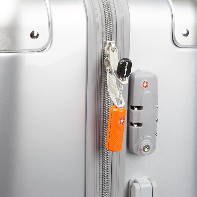 2 Pack TSA Approved Luggage Locks with Keys for Travel – Flexible Ultra Secure Mini Key Padlock & Metal Zinc Alloy Material – Orange