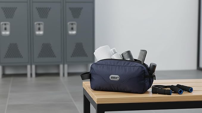 GOX Travel Small Toiletry Bag for Men Nylon Dopp Kit Medicine Bag Travel Organizer Pouch Shave Kits for Teens Toiletry Essentials Bathroom Compact (Navy, 7.9 * 3.7 * 2 Inches)