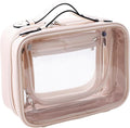 SANHECUN traveling toiletry case clear cosmetics case makeup bag Dimensions | LxWxH:10” x 4.5” x 7.5”(Beige, Medium)