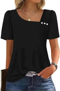 WIHOLL Womens Summer Tops Short Sleeve Shirts Square Neck Spring Outfits 2026 Fashion Clothing Blouses