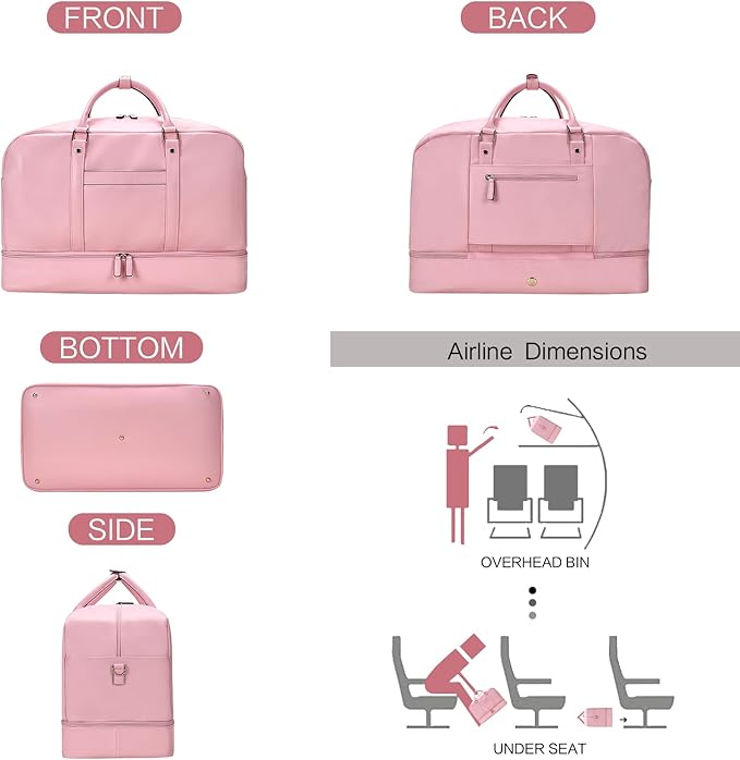 Large 4-in-1 Leather Duffle Bag for Travel Weekender Overnight Hospital Gym Bag for Men & Women, Carry On Airline Approved Personal Item Duffel Garment Bag Luggage with Shoe Compartment & Toiletry Bag