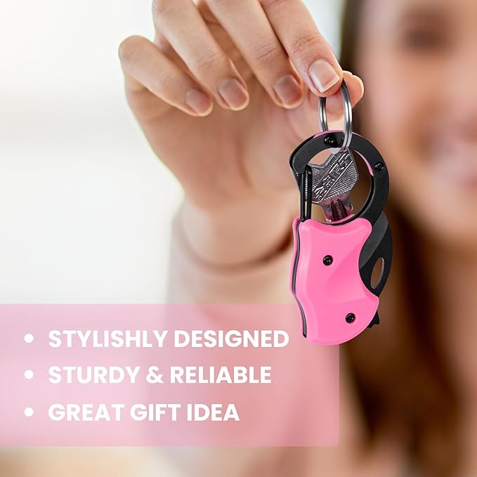 FUNBRO Pink Keychain Knife Stocking Stuffers Gifts for Mom, Cute Box Cutter Small Pocket Knife Gadgets, EDC Knives Tool with 1.34 inch Sharp Blade for Everyday Carry, Womens Christmas Gift for Her