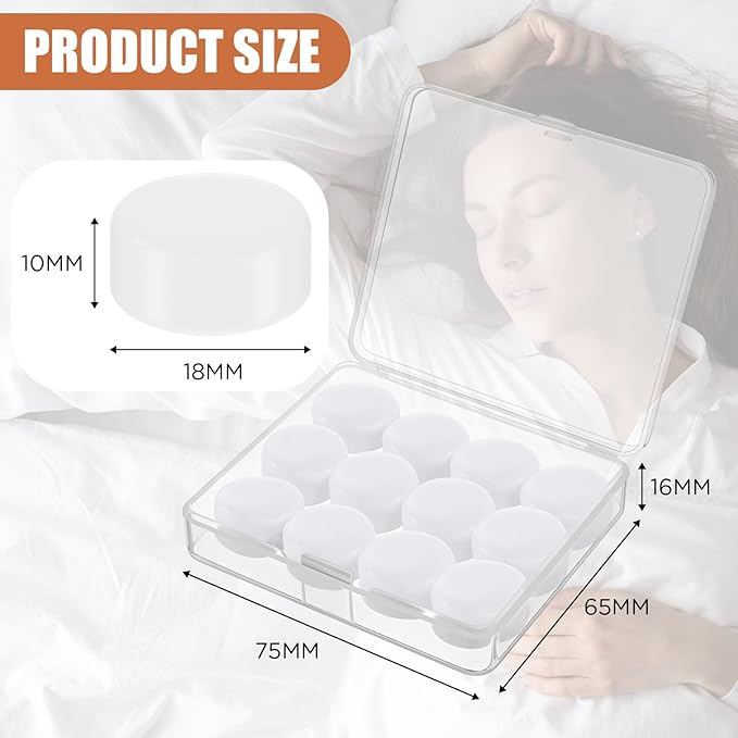 TrelaCo 12 Pack Soft Ear Plugs for Sleeping, Reusable Moldable Silicone Earplugs Noise Cancelling Reduction for Concerts, Swimming, Shooting, Snoring, Airplane, Musicians, Motorcycle (White)