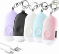 Hion Personal Safety Alarm for Women, 5 Pack Rechargeable 130dB Self Defense Alarm Keychain with LED Flashlight, Emergency Safe Sound Security for Children Elderly College Girls, Multi Colors