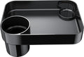 Toddler Car Seat Snack Tray - 3 Inch Cup Holder with Dip Well Fits Most Sippy Cups, Mess-Free Square Kids Travel Tray (1, Black)