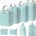 WOOMADA Compression Packing Cubes for Suitcases Travel Essentials 8 Set Expandable Travel Bags Organizer for Luggage(turquoise)