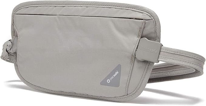 Pacsafe Coversafe X100 Anti-Theft RFID Blocking Waist Wallet, Neutral Grey