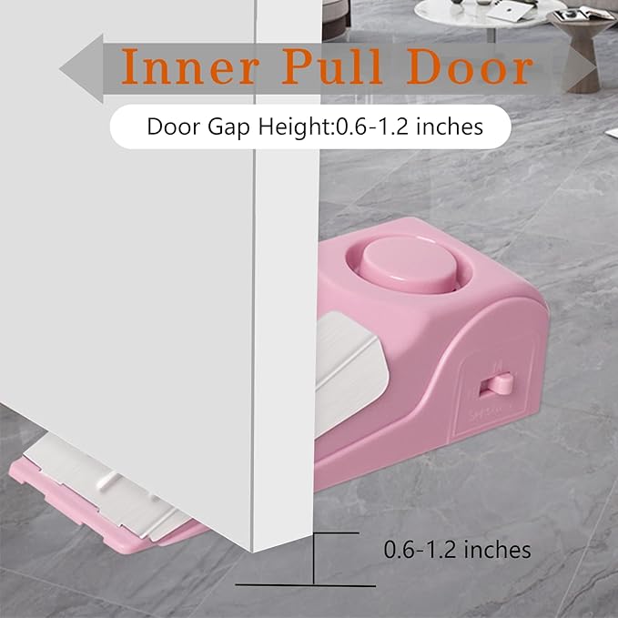 HNHMT 2 Pack Portable Door Stop Alarm, Door Stopper with 120db Loud Security Alarm, Travel Door, Doorstops Wedge Sensors Security Devices for Traveling Apartment Hotel and Home (Pink)