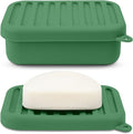 Superior Leak-Proof Silicone Travel Soap Case with Drainage Lid/Layer, Compact Bar Soap Container, Durable Soap Holder for Camping, Gym, and Travel Size Toiletries (Mint Green)