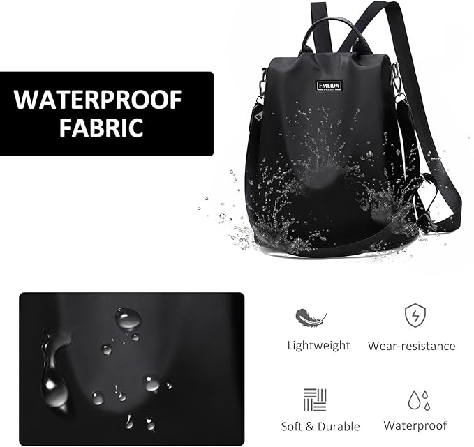 Large Travel Backpack for Women Waterproof Back Pack Black Shoulder Bag Fashion Backpack Purse Anti-Theft Daypack for College Work