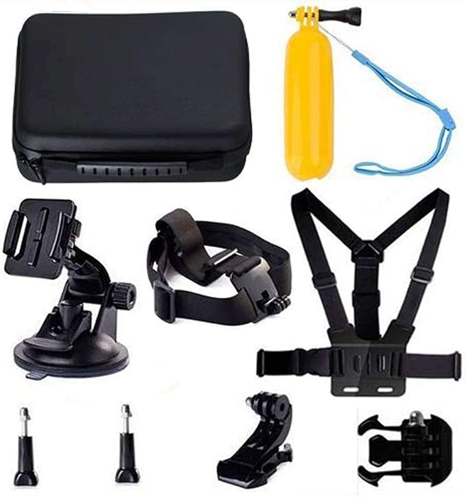 Navitech 9 in 1 Action Camera Accessory Combo Kit and Rugged Grey Storage Case Compatible with Campark 4K UHD Sport Action Camera