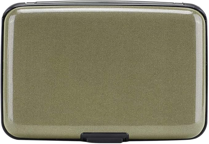 ELFISH RFID Blocking Credit Card Protector Aluminum ID Case Hard Shell Business Card Holders Metal Wallet for Men or Women (Army green)