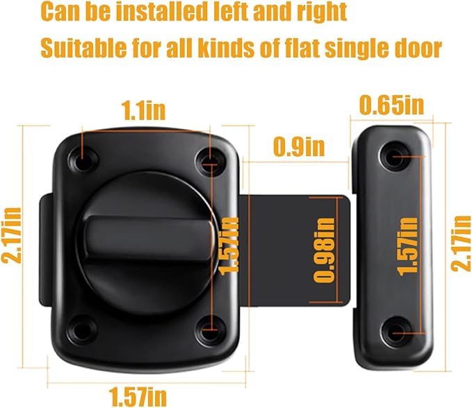 French Door Reinforcement Lock Latch,Single Door Safety Locks from Inside Door Lock for Bedrooms Reinforcement Locks,180 Degree Bathroom Compartment Lock Bathroom Stall Latches